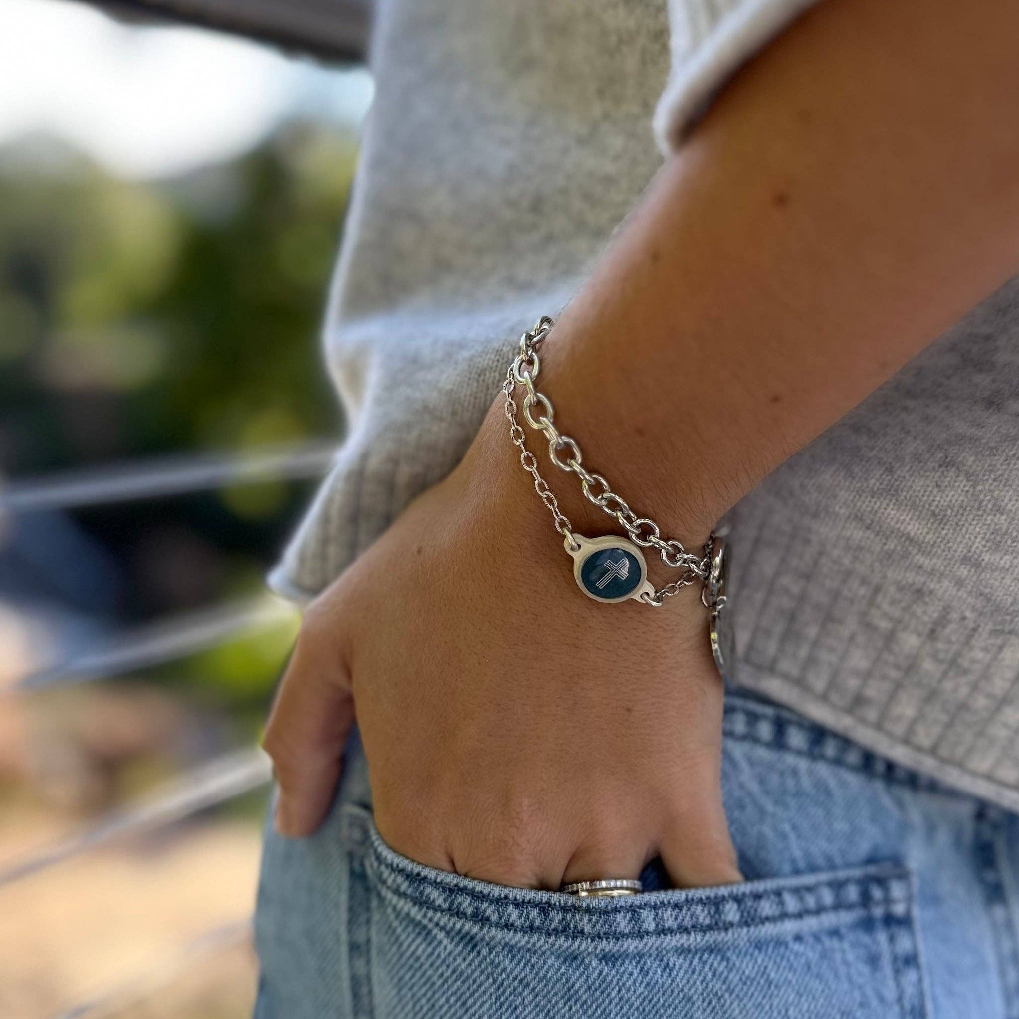 Tap To Pray® Survivor Series Bracelet: .999 Silver - Plated + Wild Flowers - Mercantile213