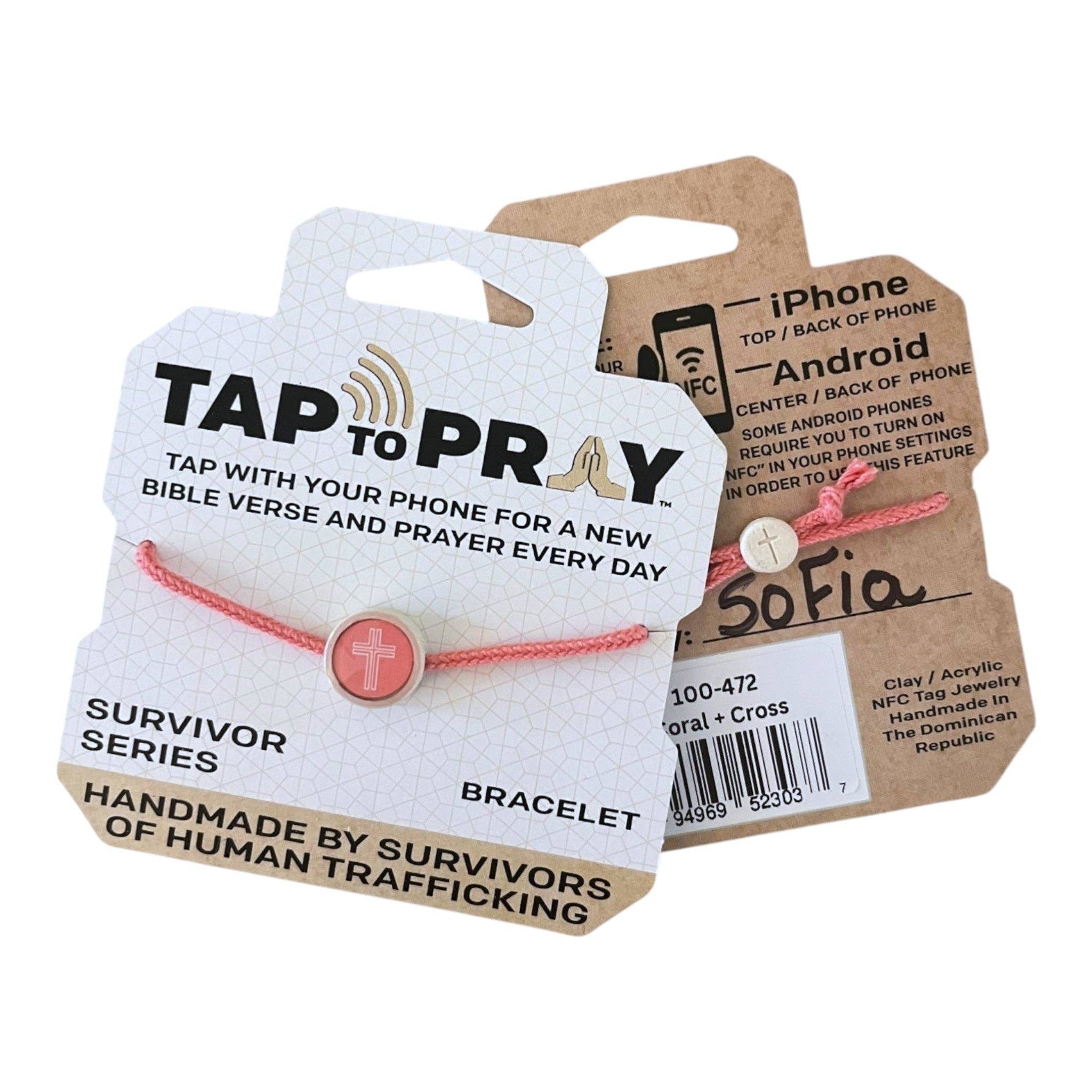 Tap To Pray® Survivor Series Bracelet: Dragonfruit + Cross - Mercantile213