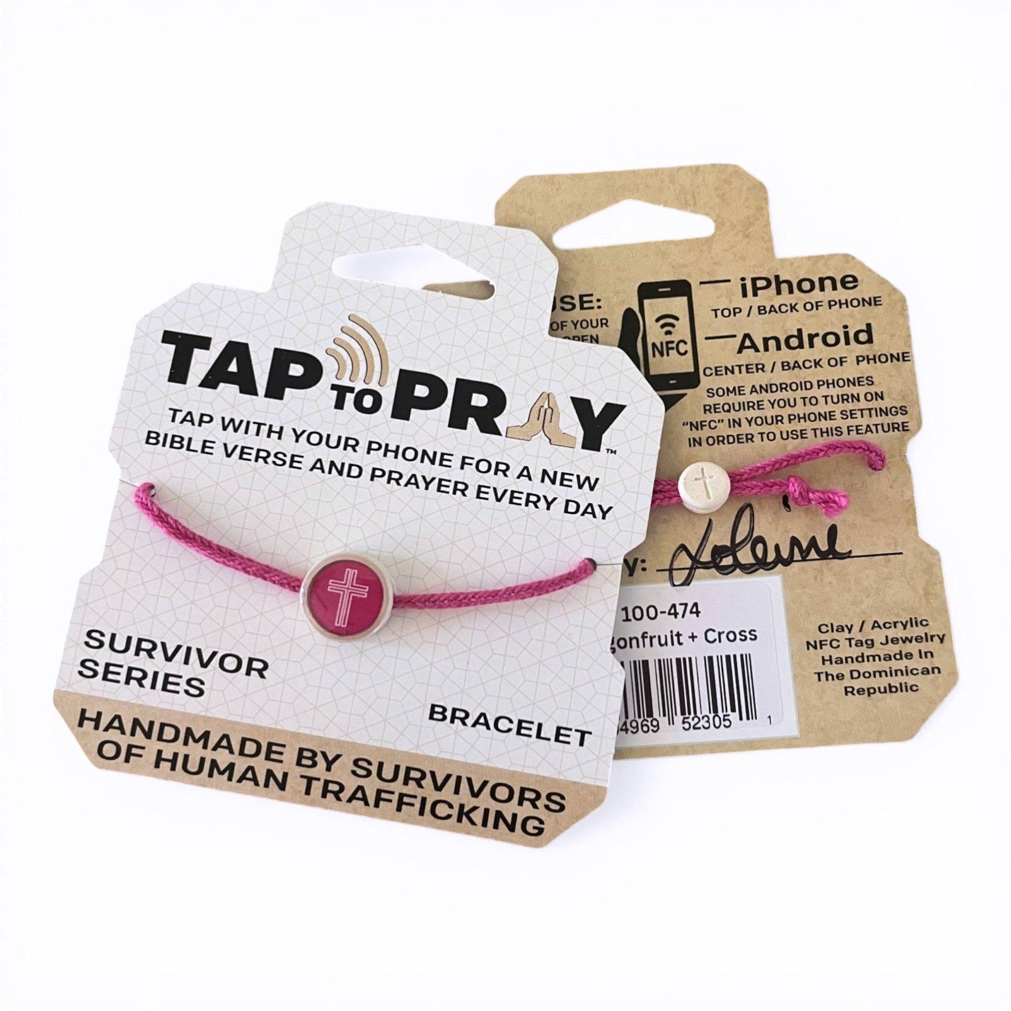 Tap To Pray® Survivor Series Bracelet: Dragonfruit + Cross - Mercantile213