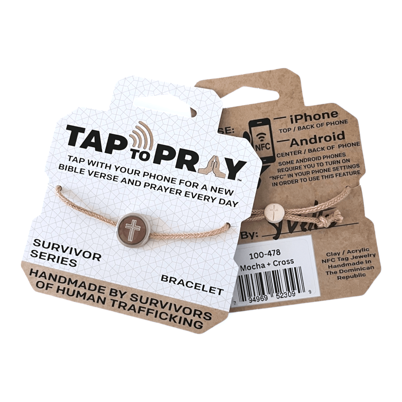 Tap To Pray® Survivor Series Bracelet: Honeysuckle + Cross - Mercantile213