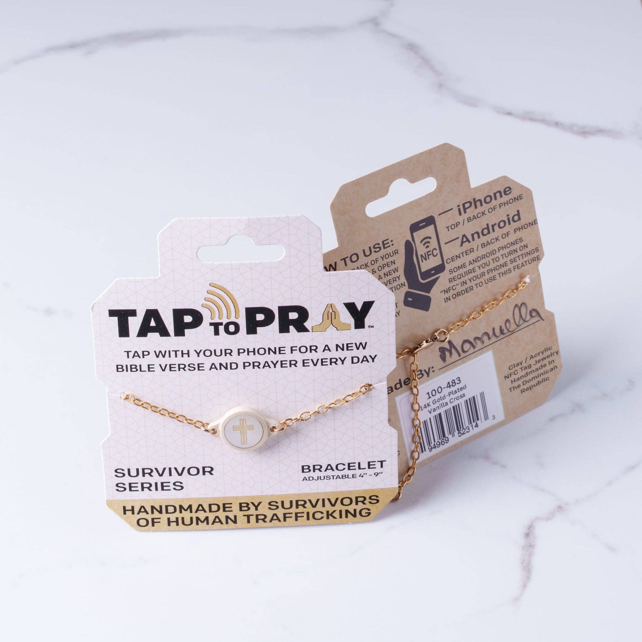 Tap To Pray® Survivor Series Bracelet: Honeysuckle + Cross - Mercantile213