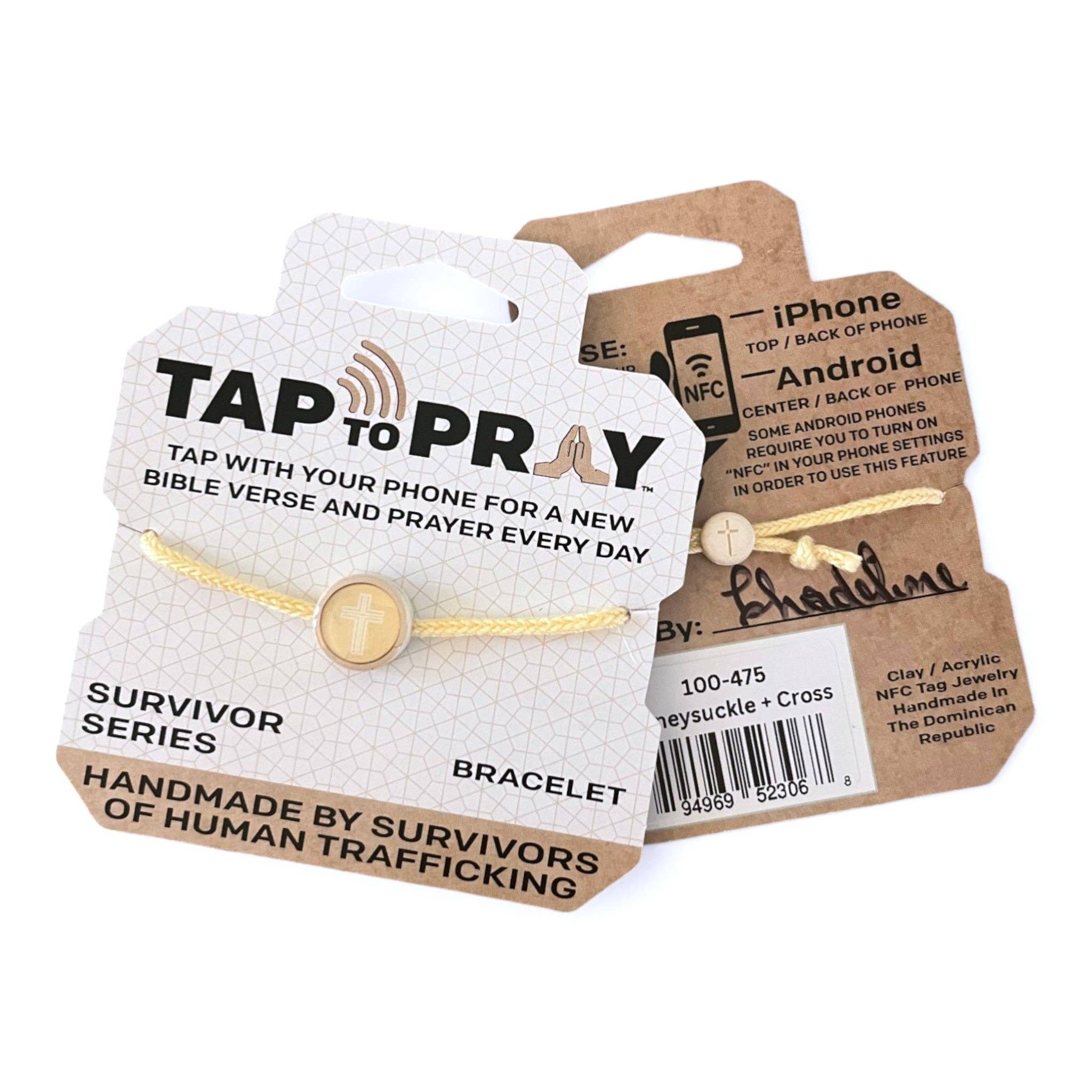 Tap To Pray® Survivor Series Bracelet: Honeysuckle + Cross - Mercantile213