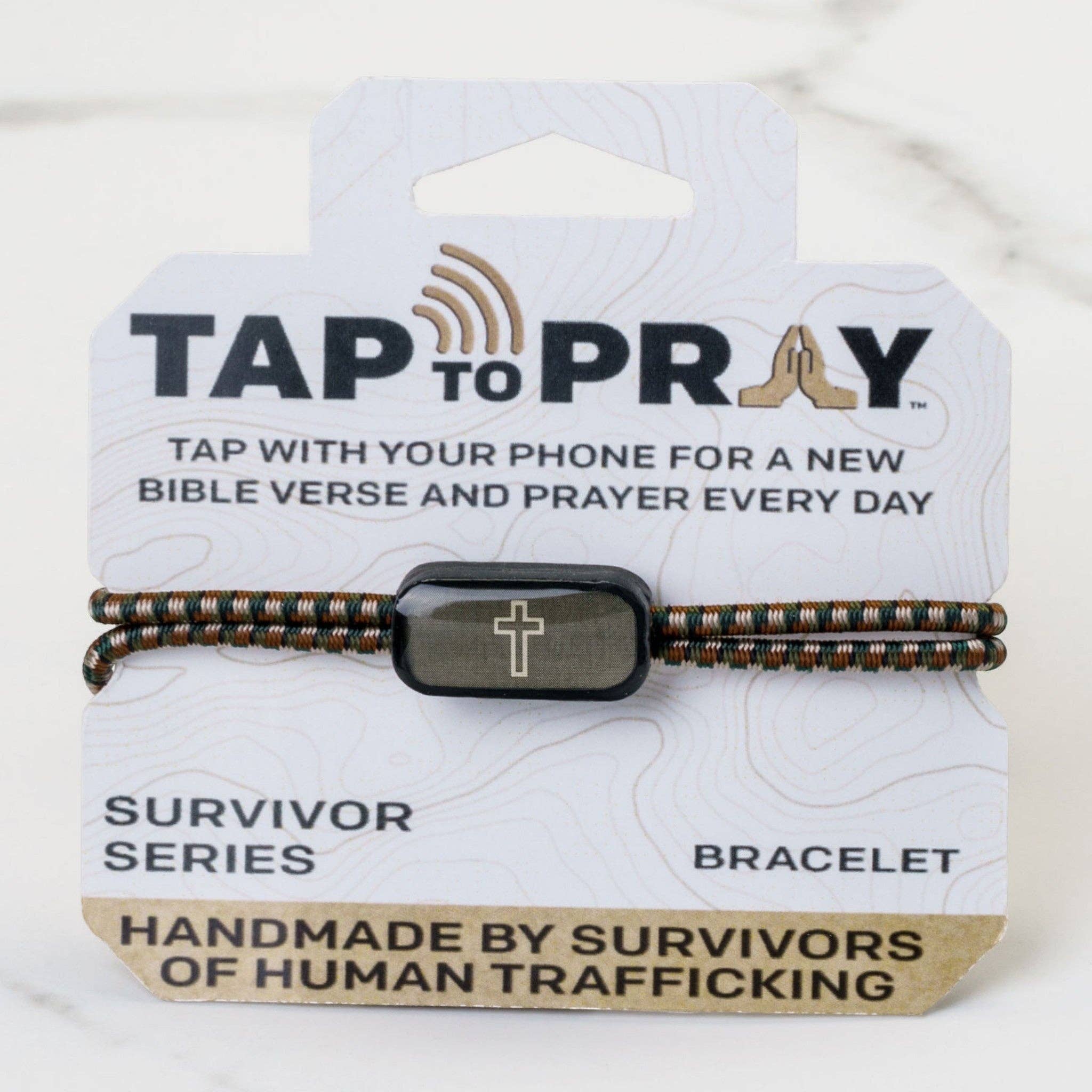Tap To Pray® Survivor Series Tactical Bracelet: Navy + Cross - Mercantile213