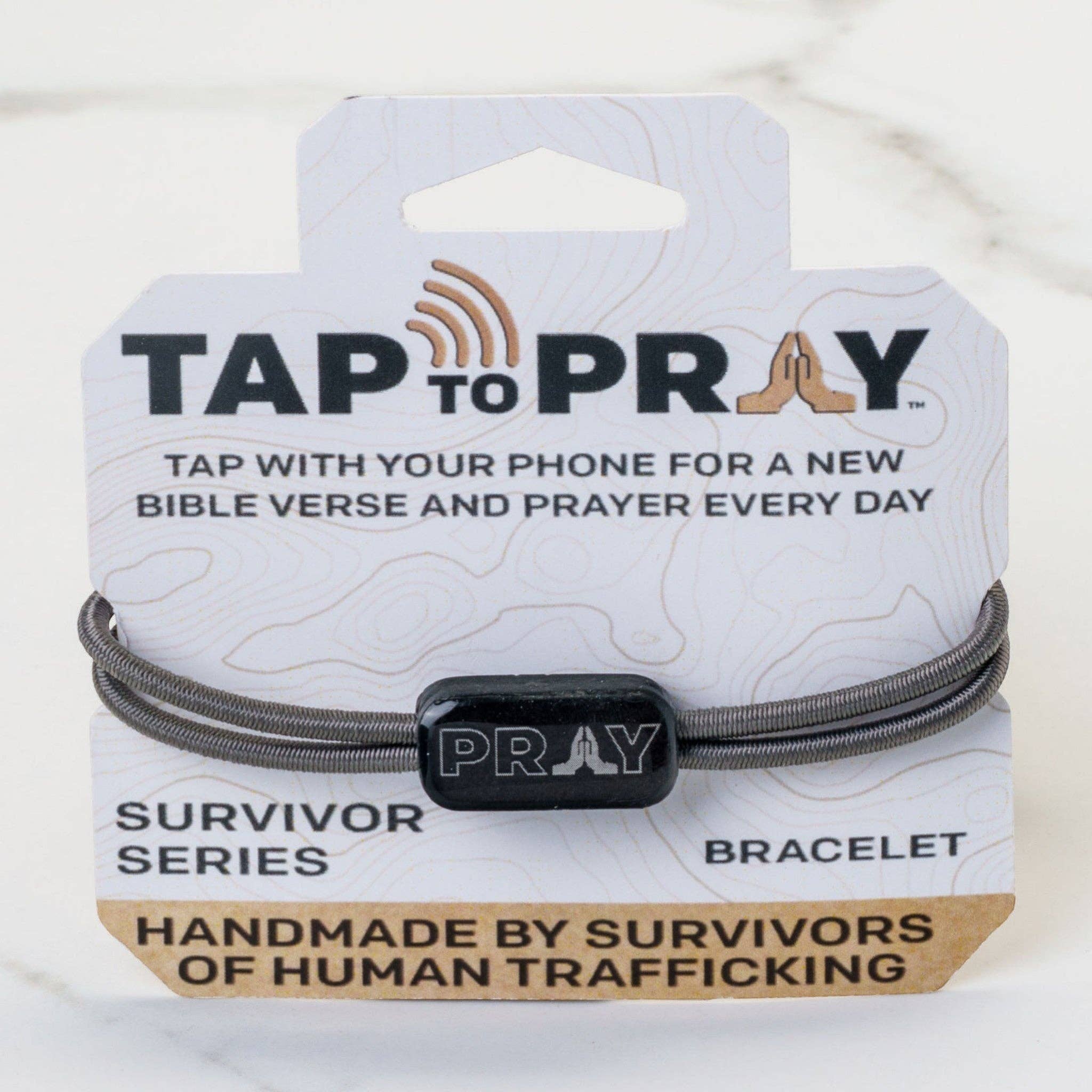 Tap To Pray® Survivor Series Tactical Bracelet: Onyx + Cross - Mercantile213