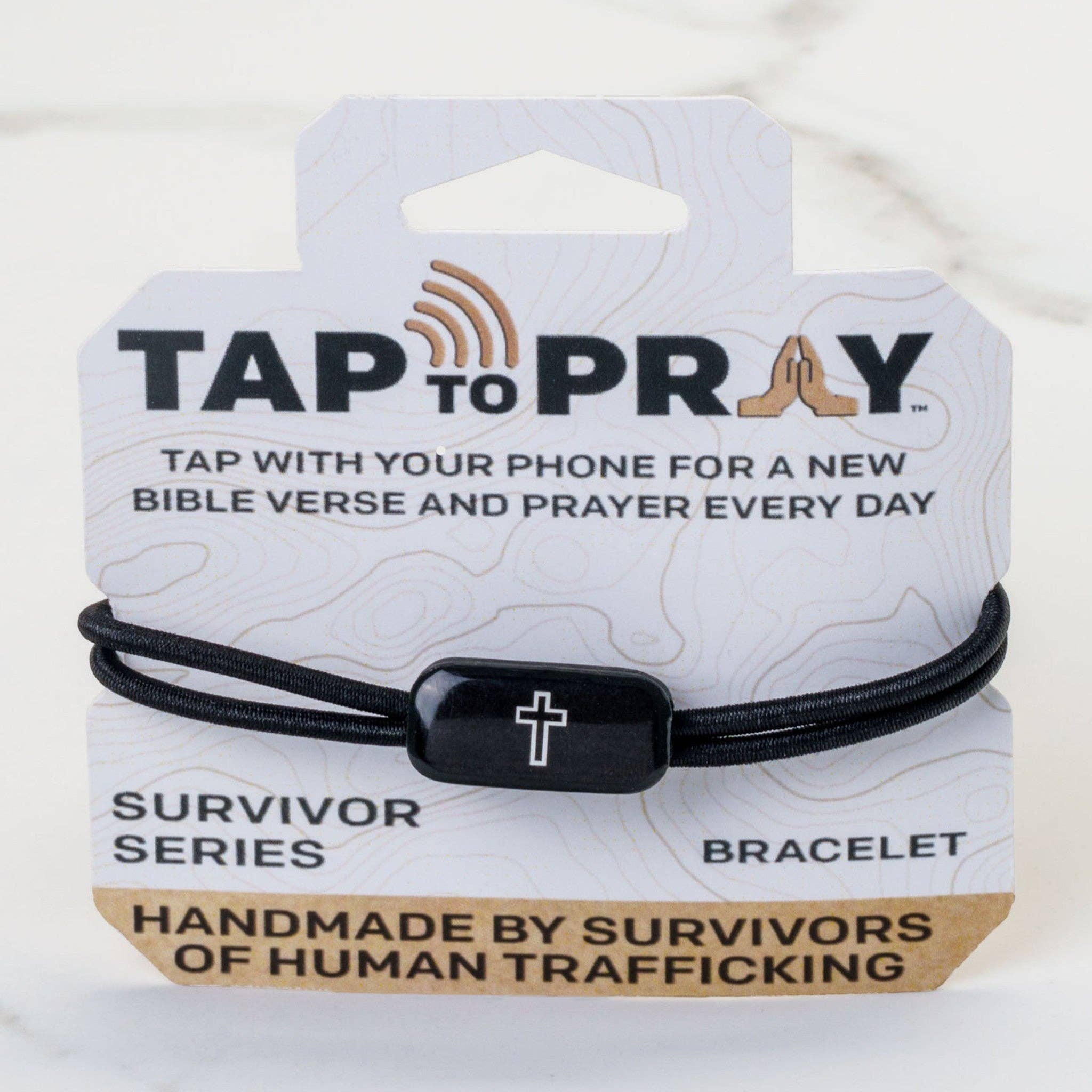 Tap To Pray® Survivor Series Tactical Bracelet: Slate + Cross - Mercantile213