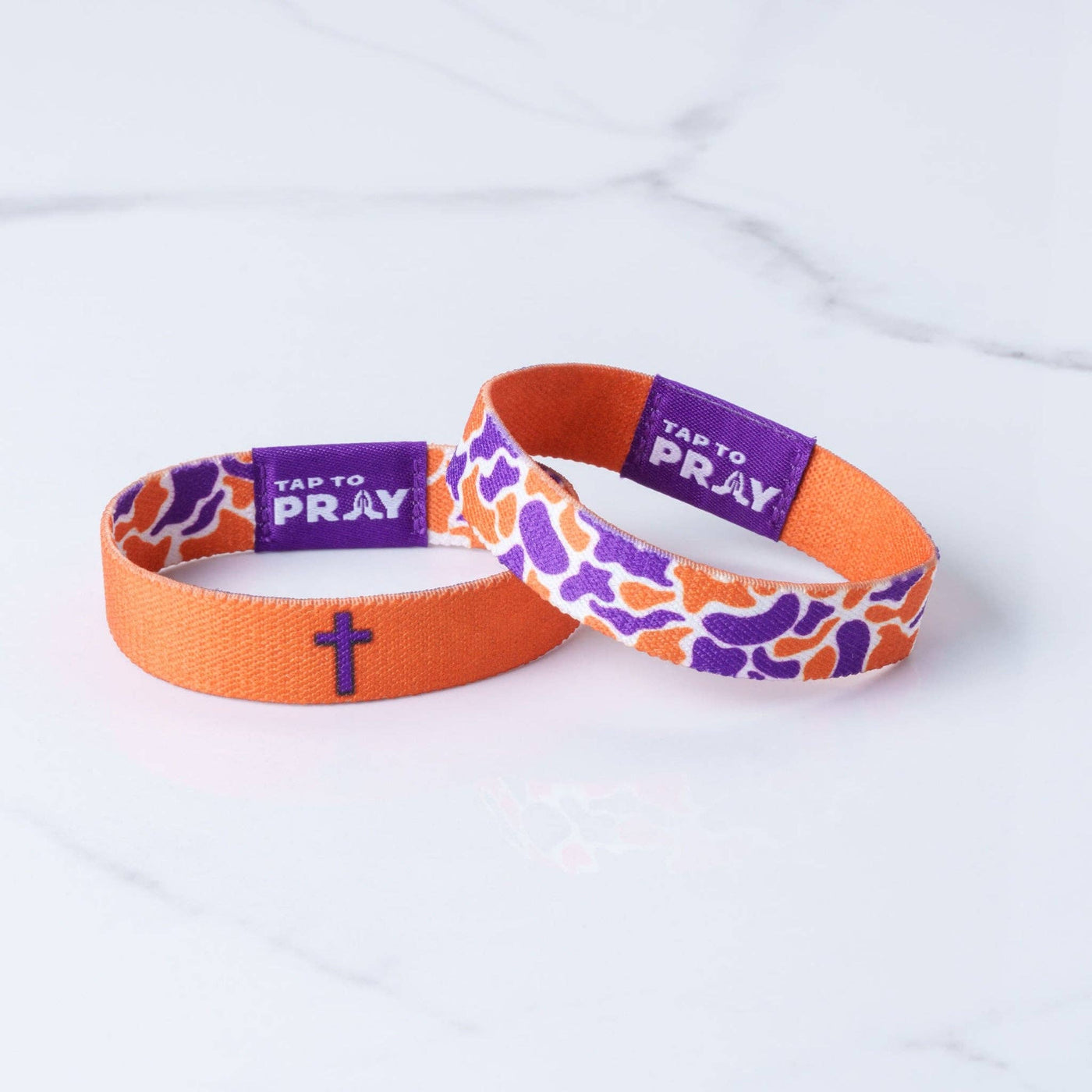 Tap To Pray® Wristband – Team Camo - Orange & Purple - Mercantile213