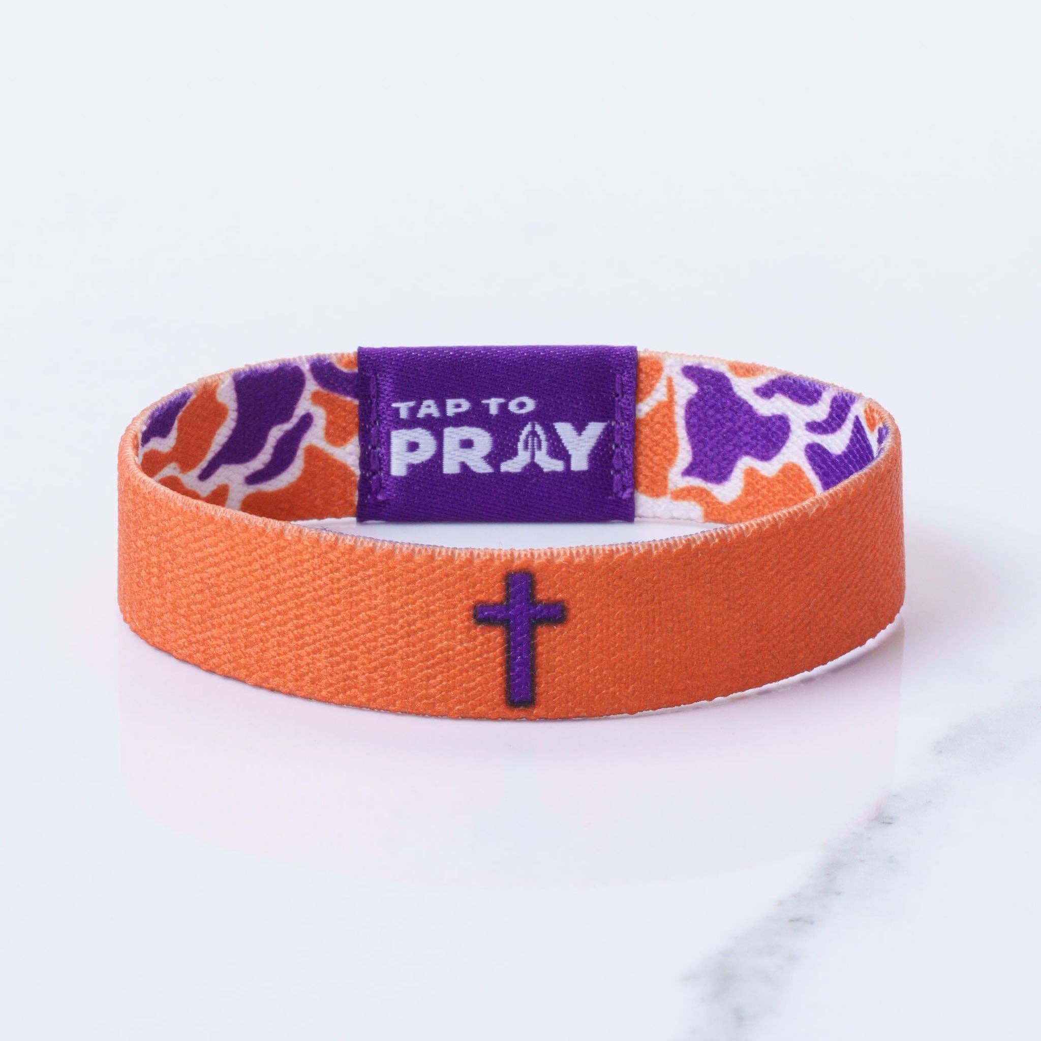 Tap To Pray® Wristband – Team Camo - Orange & Purple - Mercantile213