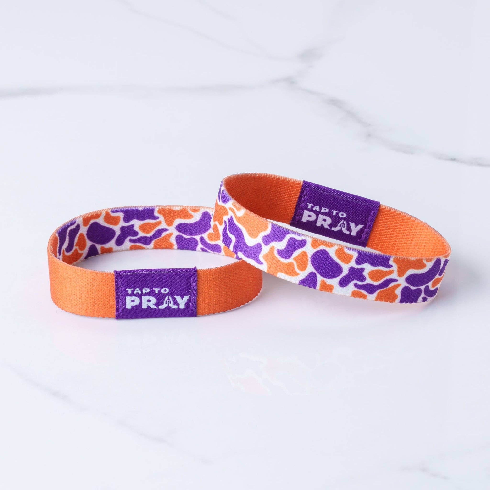 Tap To Pray® Wristband – Team Camo - Orange & Purple - Mercantile213