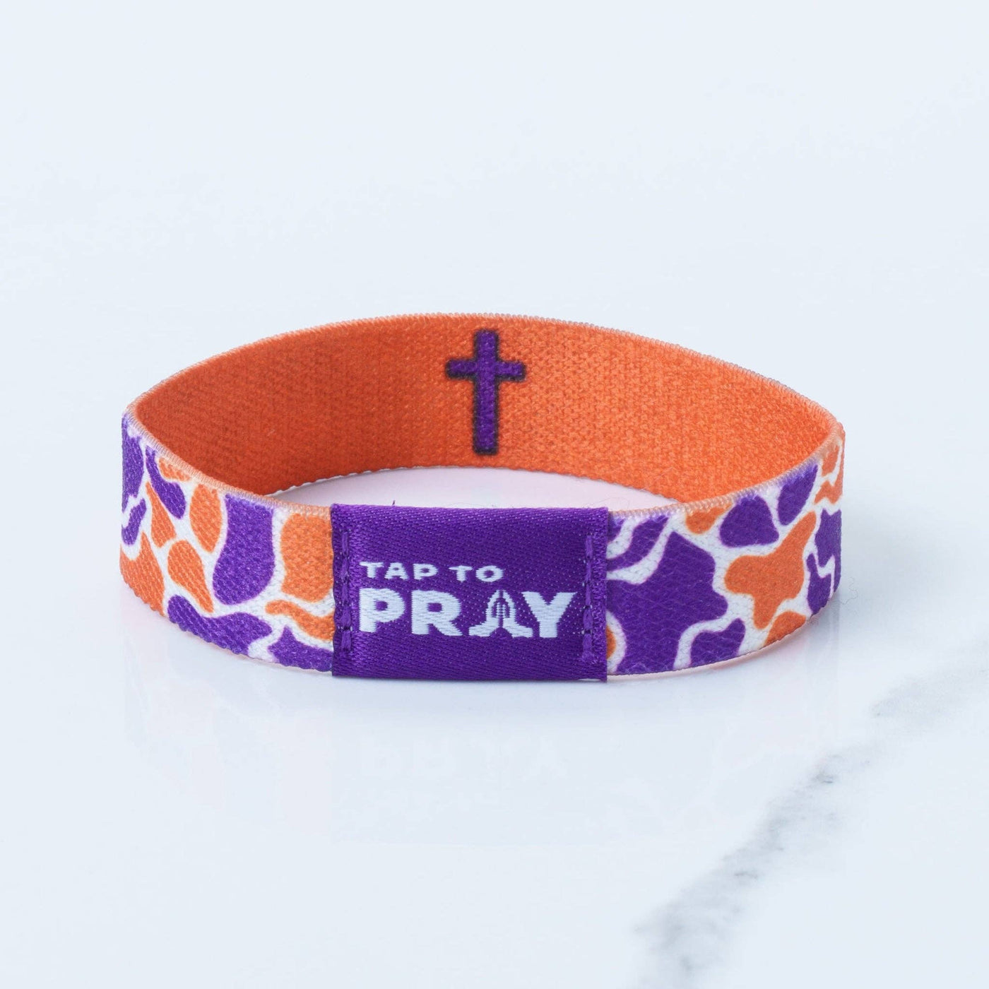 Tap To Pray® Wristband – Team Camo - Orange & Purple - Mercantile213