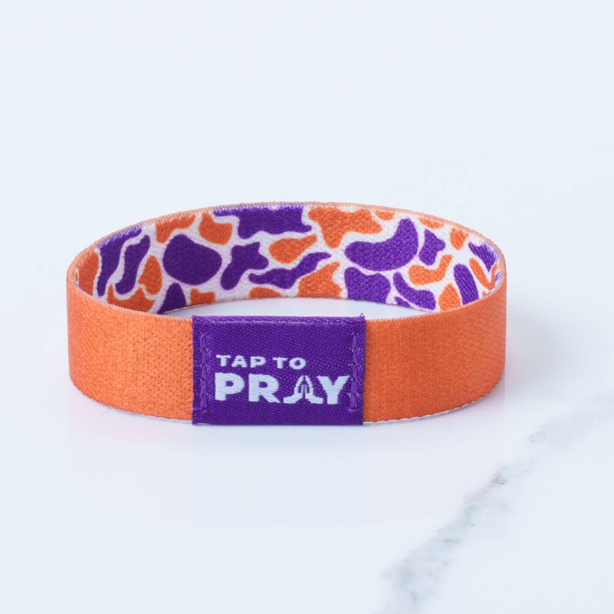 Tap To Pray® Wristband – Team Camo - Orange & Purple - Mercantile213