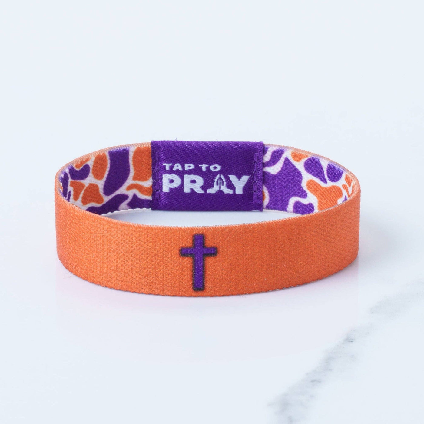 Tap To Pray® Wristband – Team Camo - Orange & Purple - Mercantile213