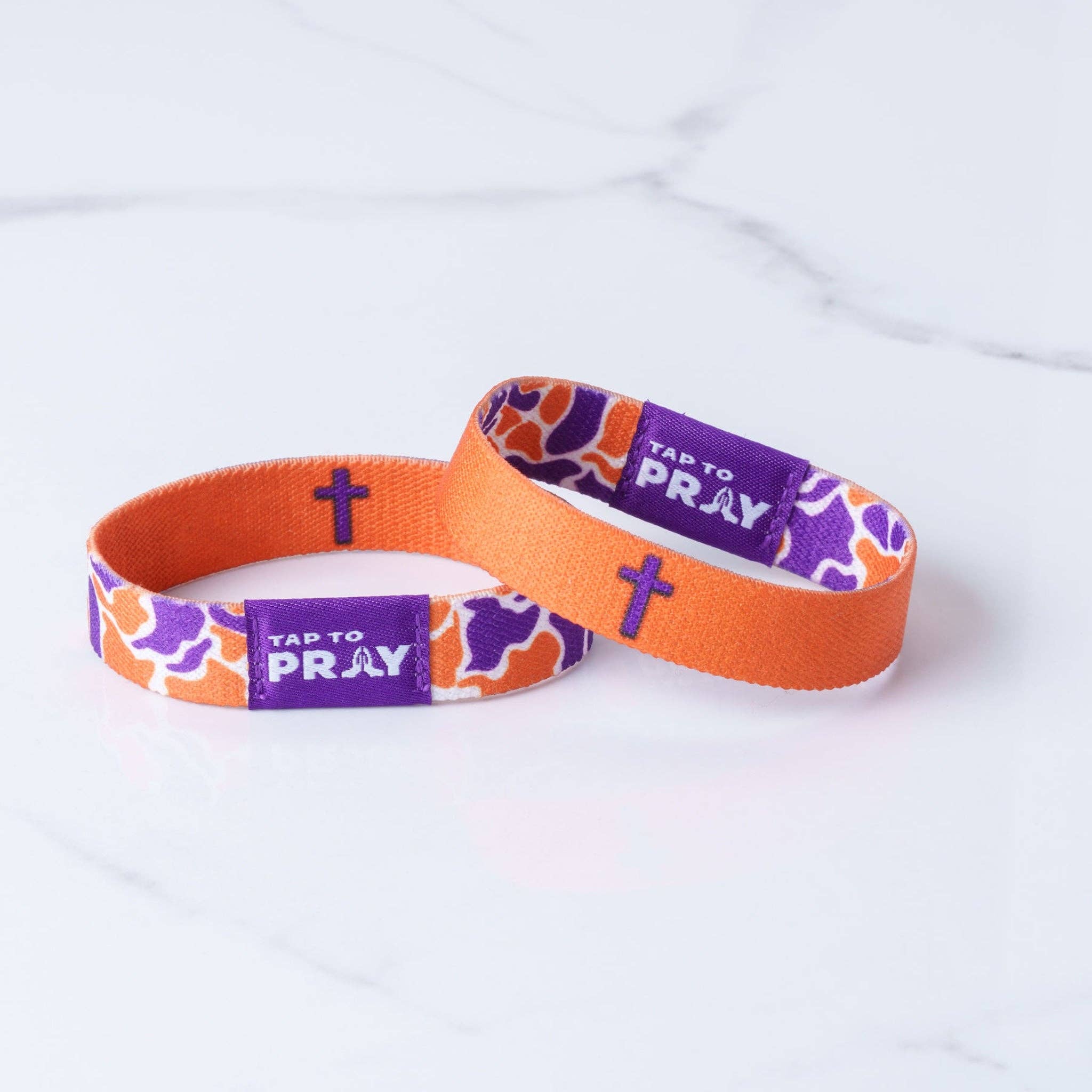 Tap To Pray® Wristband – Team Camo - Orange & Purple - Mercantile213