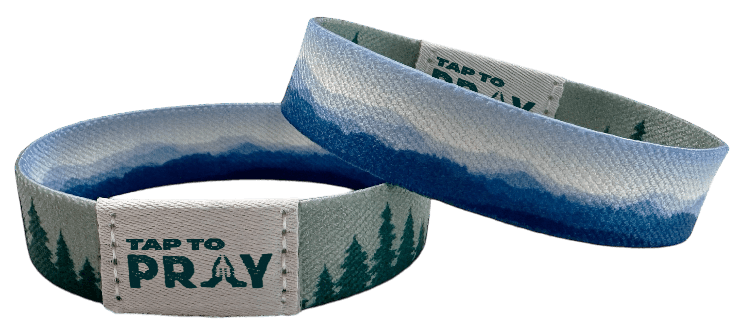 Tap To Pray Wristbands - Tap W/Phone For Daily Verse/Prayer: Blue Mountains & Green Forests - Mercantile213