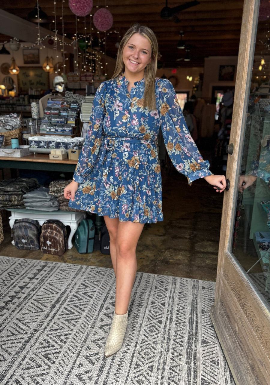 Teal Floral Tiered Maxi - Mercantile213