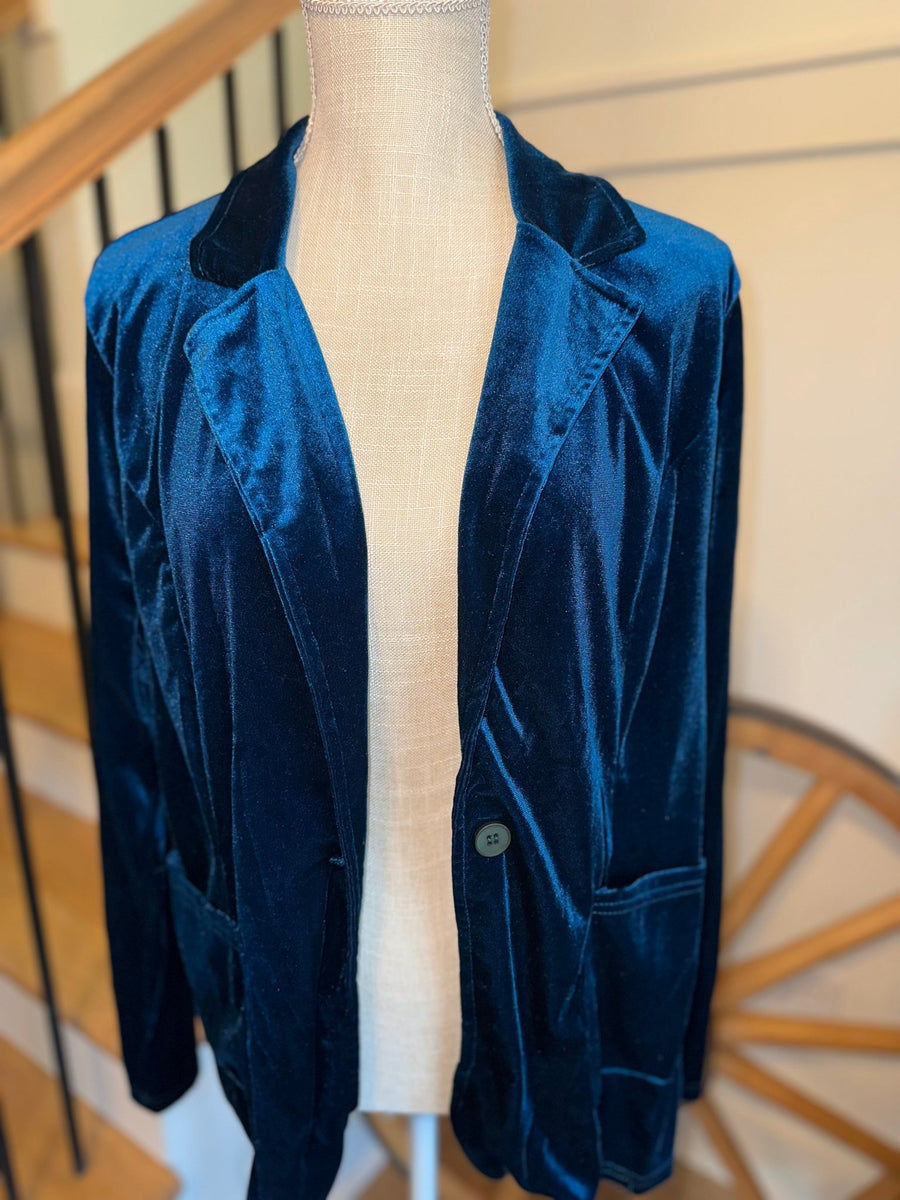 Teal Velvet Blazer - 2X - Mercantile213
