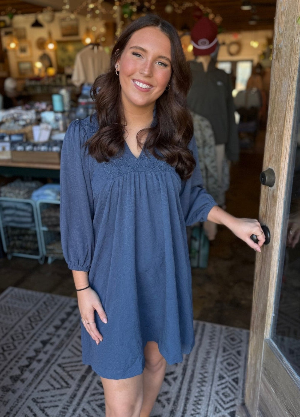 Textured Jaqquard Dress - Slate - Mercantile213