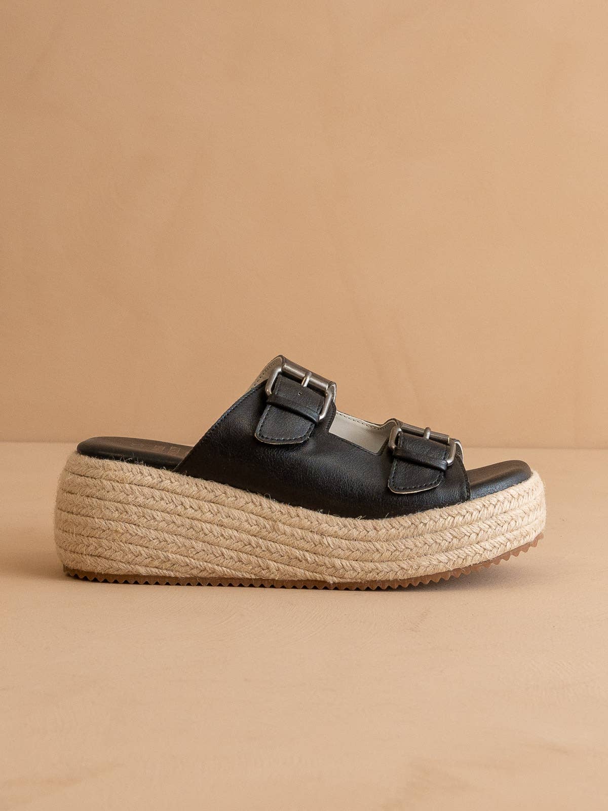 The Porto Black Double Buckle Platform - Mercantile213