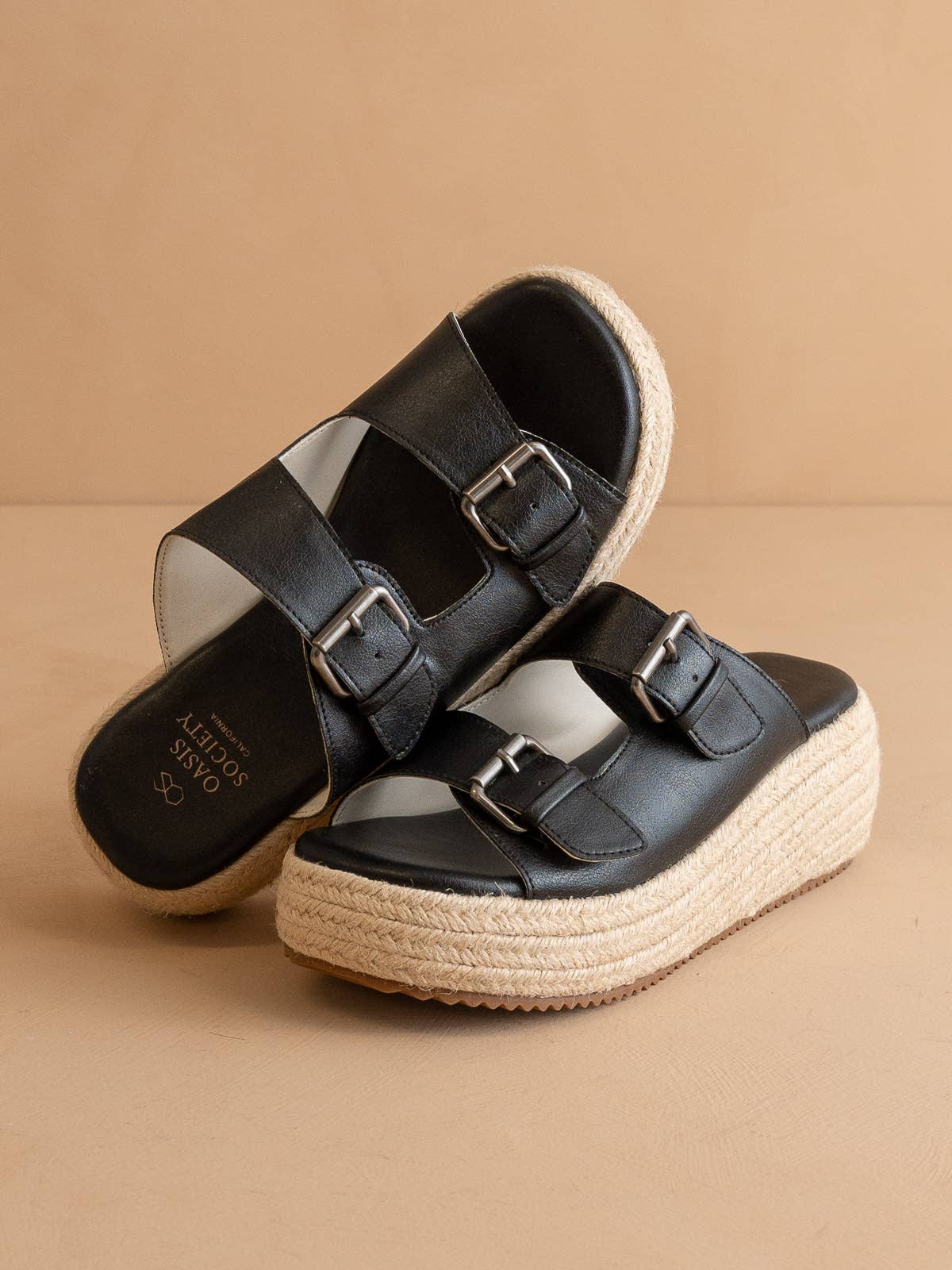 The Porto Black Double Buckle Platform - Mercantile213