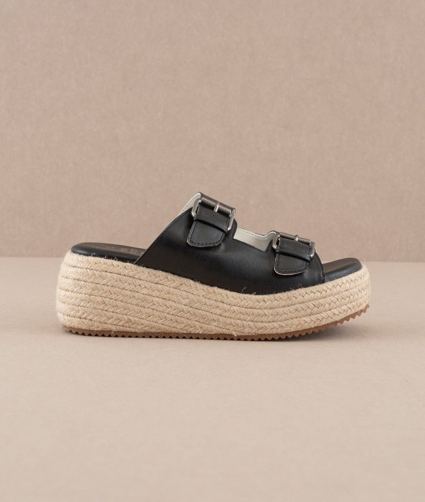 The Porto Black Double Buckle Platform - Mercantile213