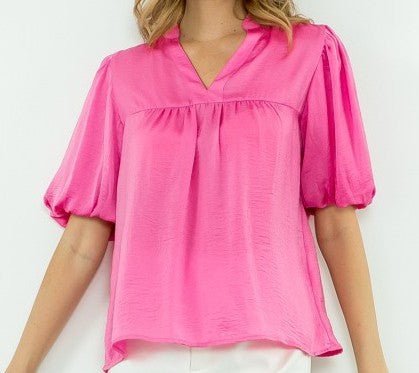 THML Pink Puff Sleeve Blouse - Mercantile213