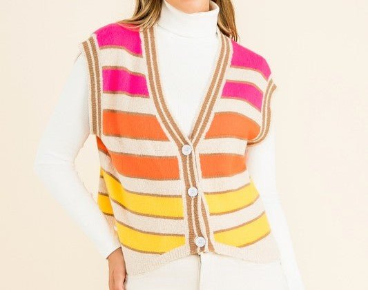 THML Pink/Orange Stripe Sweater Vest - Mercantile213