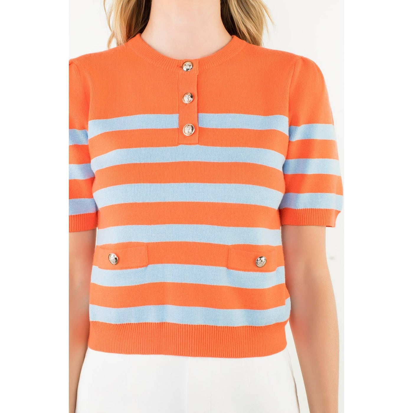 THML Short Sleeve Stripe Knot Sweater - Mercantile213