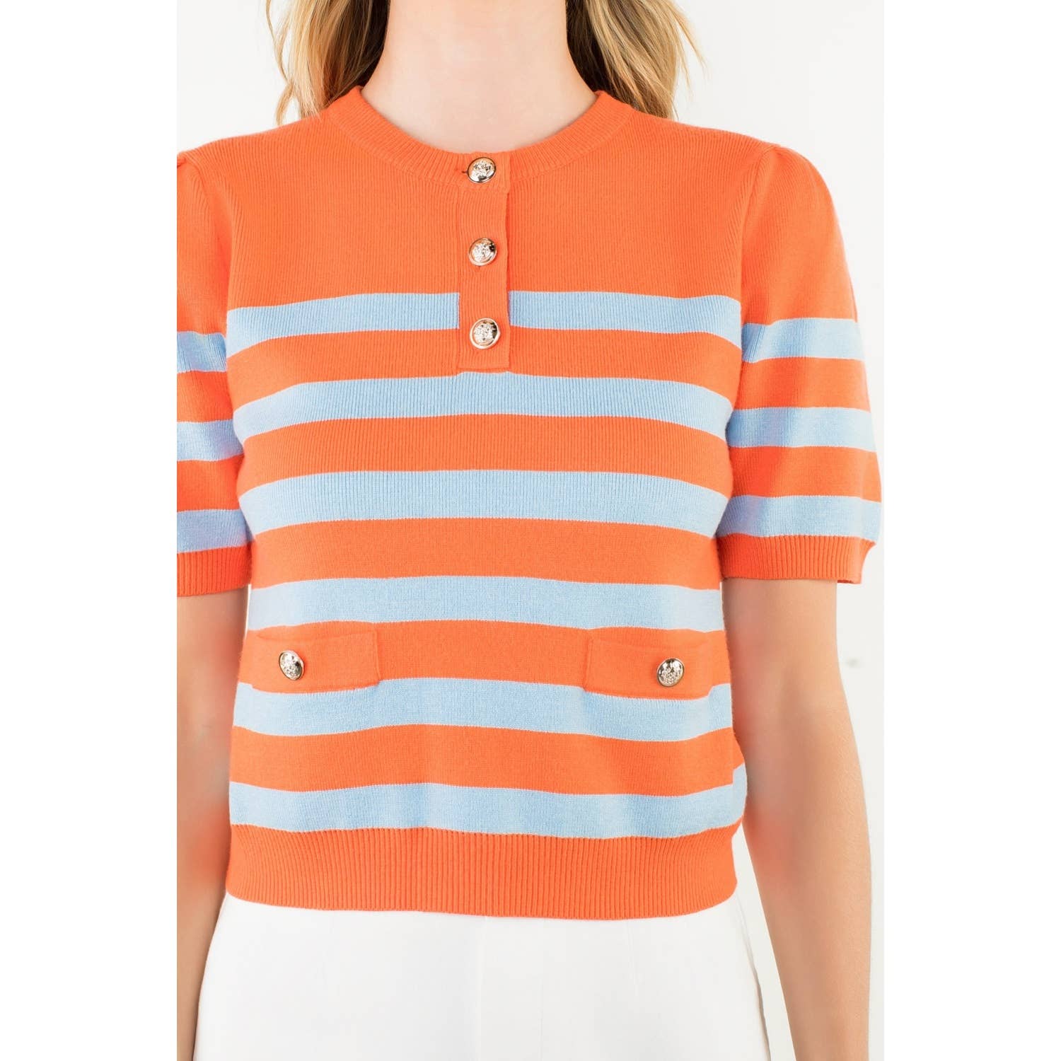 THML Short Sleeve Stripe Knot Sweater - Mercantile213