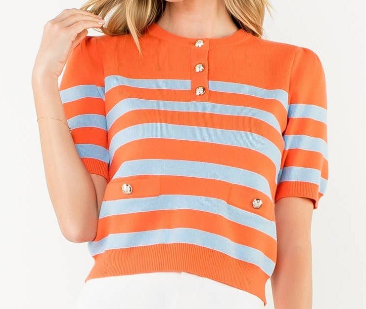 THML Short Sleeve Stripe Knot Sweater - Mercantile213