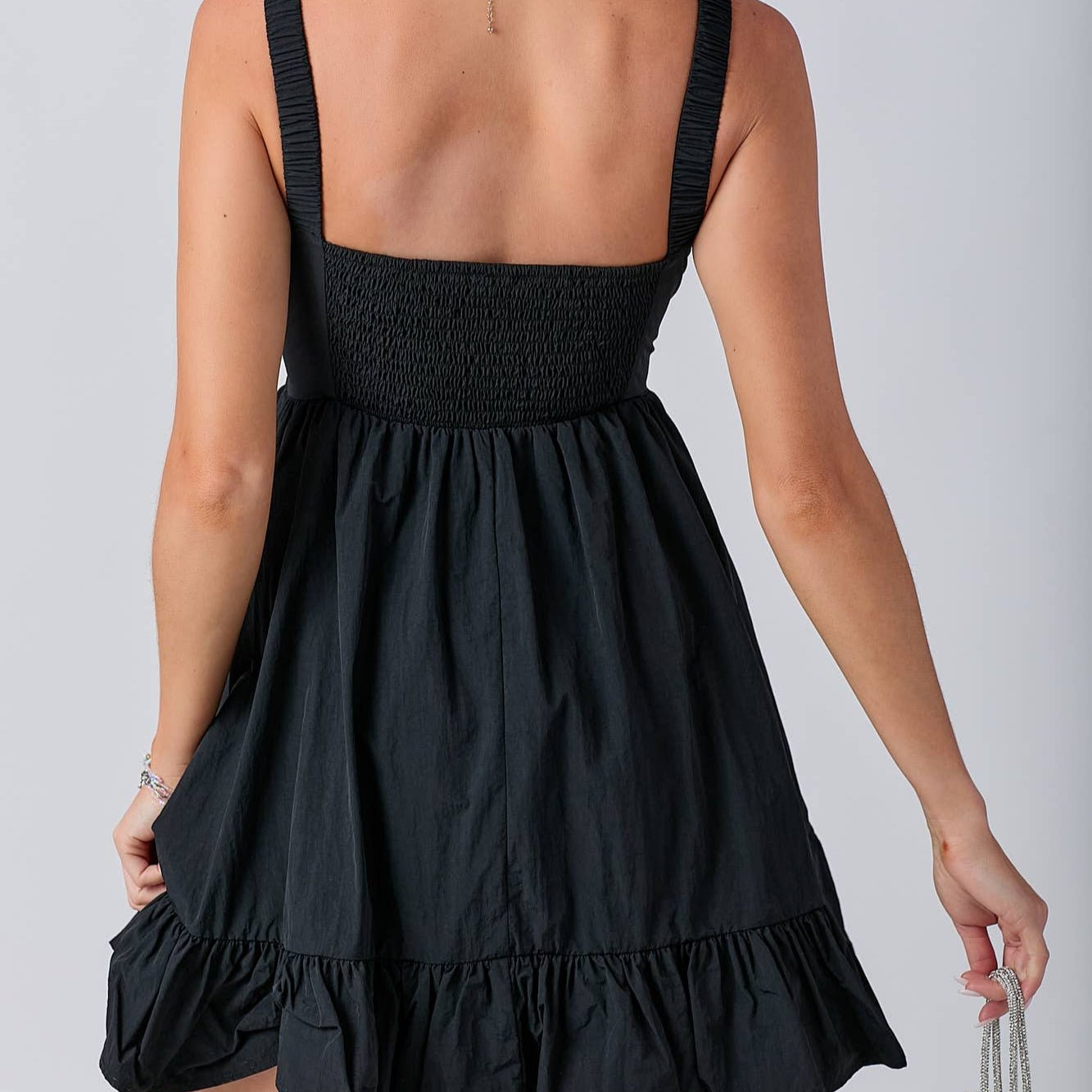 Tiered Mini Black Dress - Mercantile213
