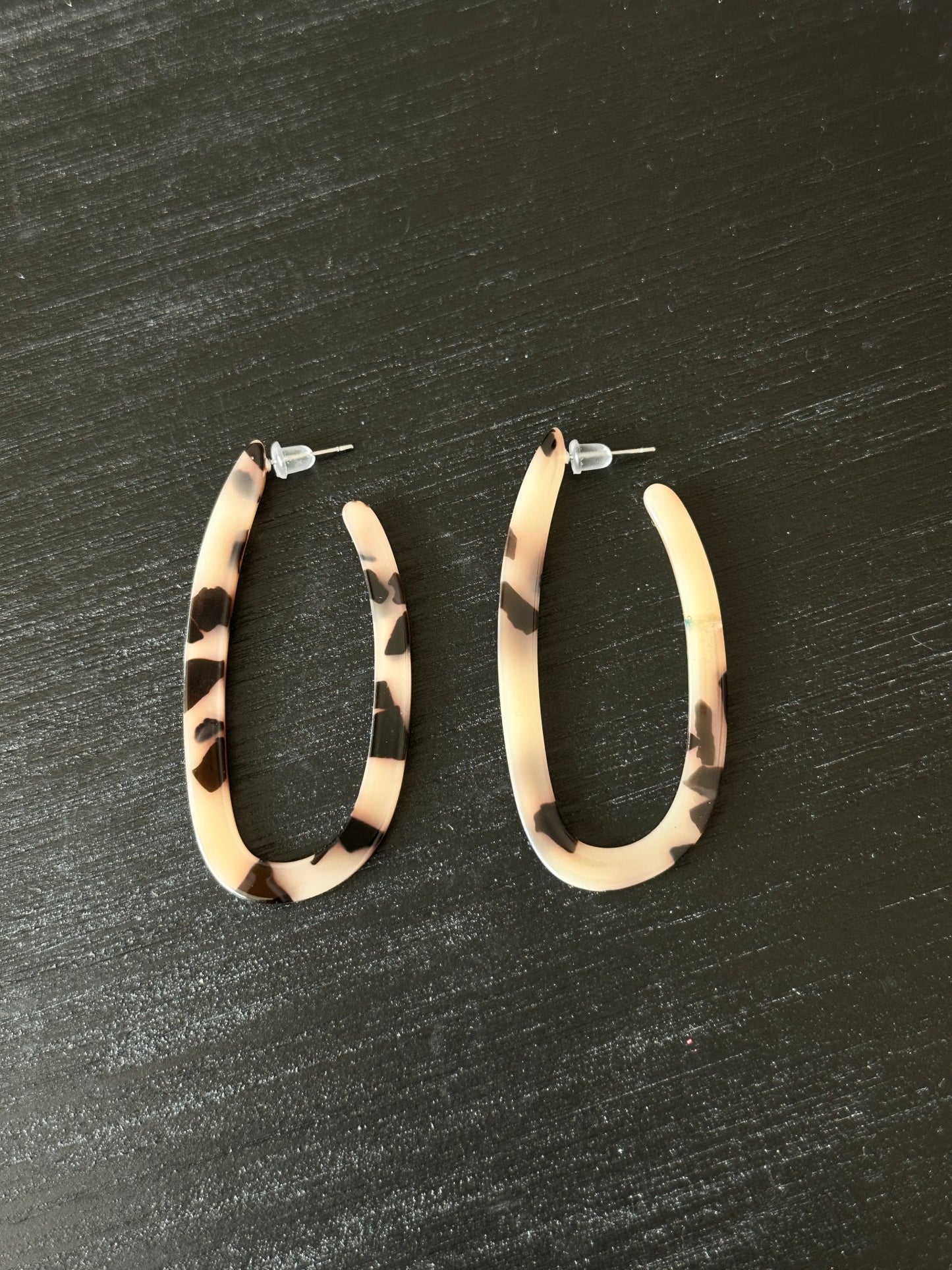 Tortoise Long Hoop Earrings - Mercantile213