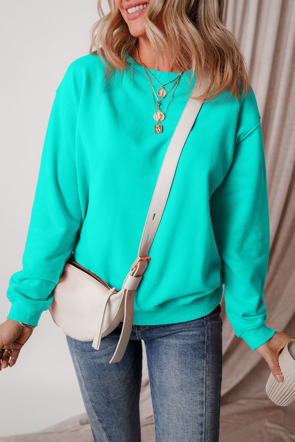 Turquoise Terry Fleece Sweatshirt - Mercantile213