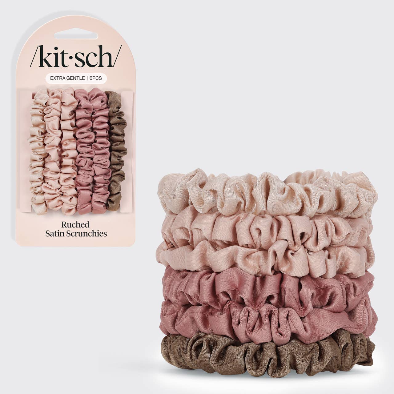 Ultra Petite Satin Scrunchies 6pc - Terracotta - Mercantile213