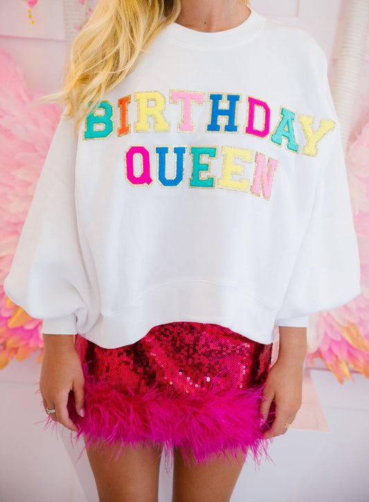 White Birthday Queen Sweatshirt - Mercantile213