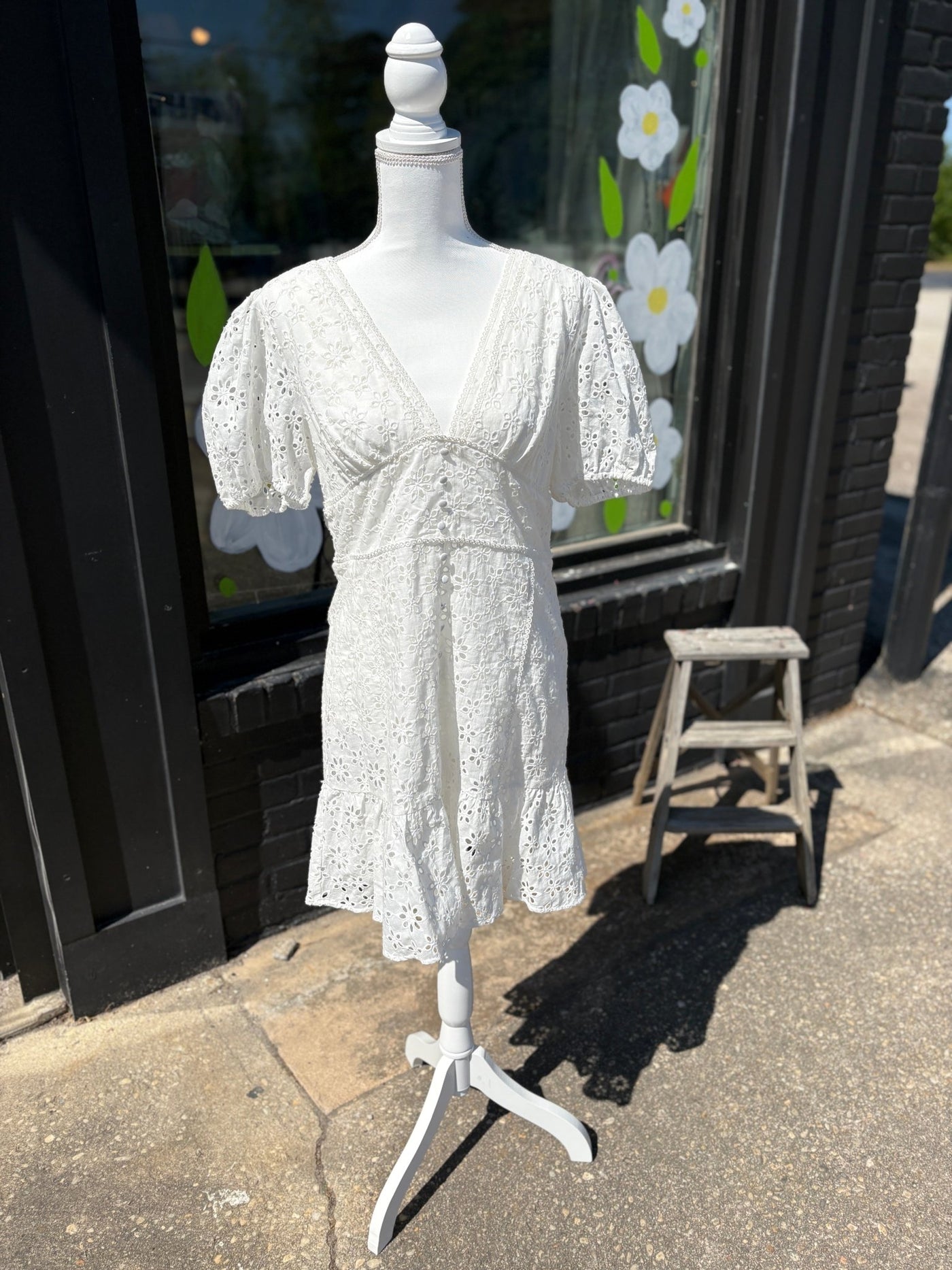 White Courtney Eyeylet Mini Dress - Mercantile213