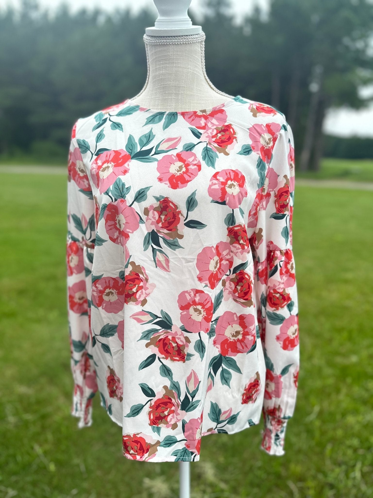 White Floral Blouse - Mercantile213