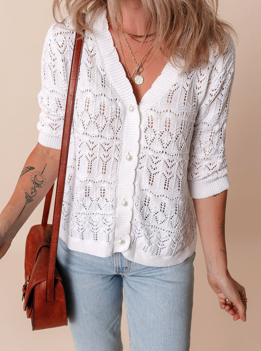 White Knit Cardigan - Mercantile213