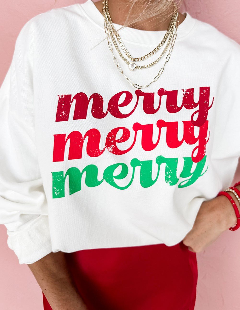 White Merry Merry Merry Sweatshirt - Mercantile213