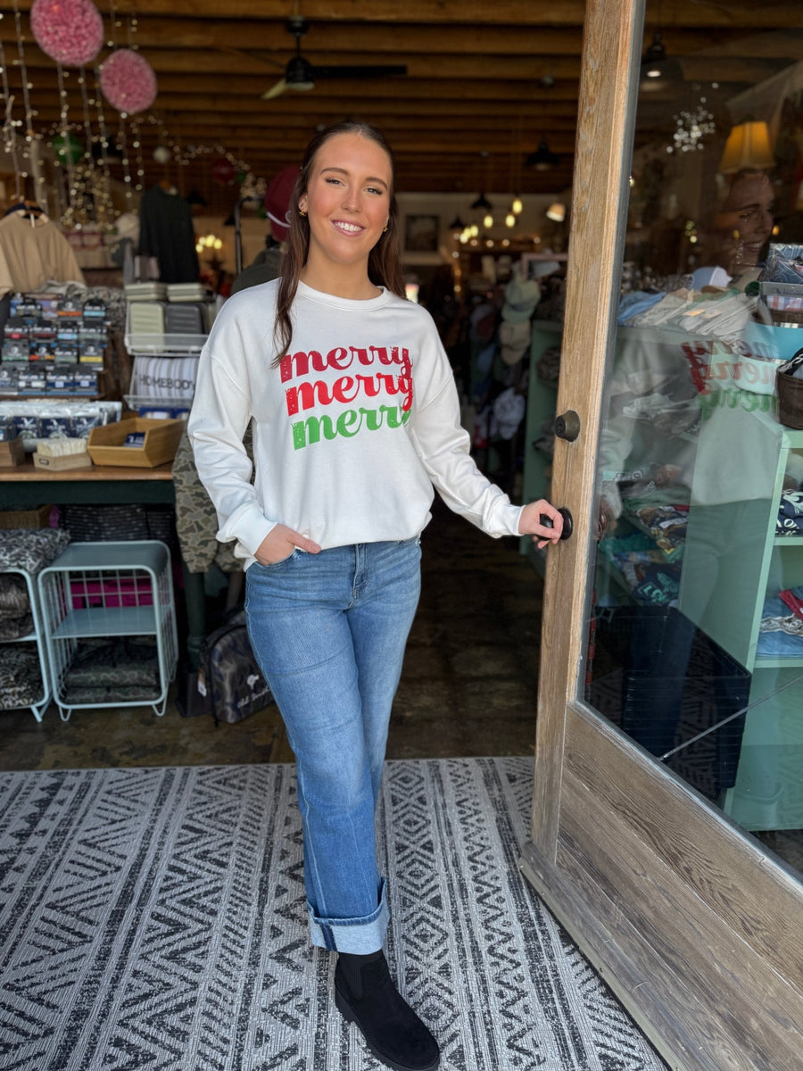 White Merry Merry Merry Sweatshirt - Mercantile213