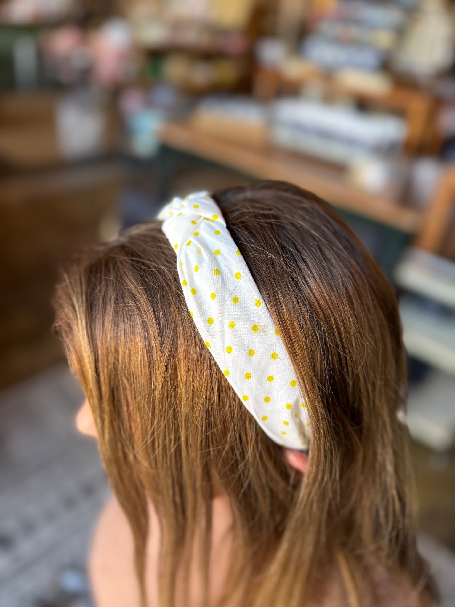 White & Yellow Polka Dot Headband - Mercantile213