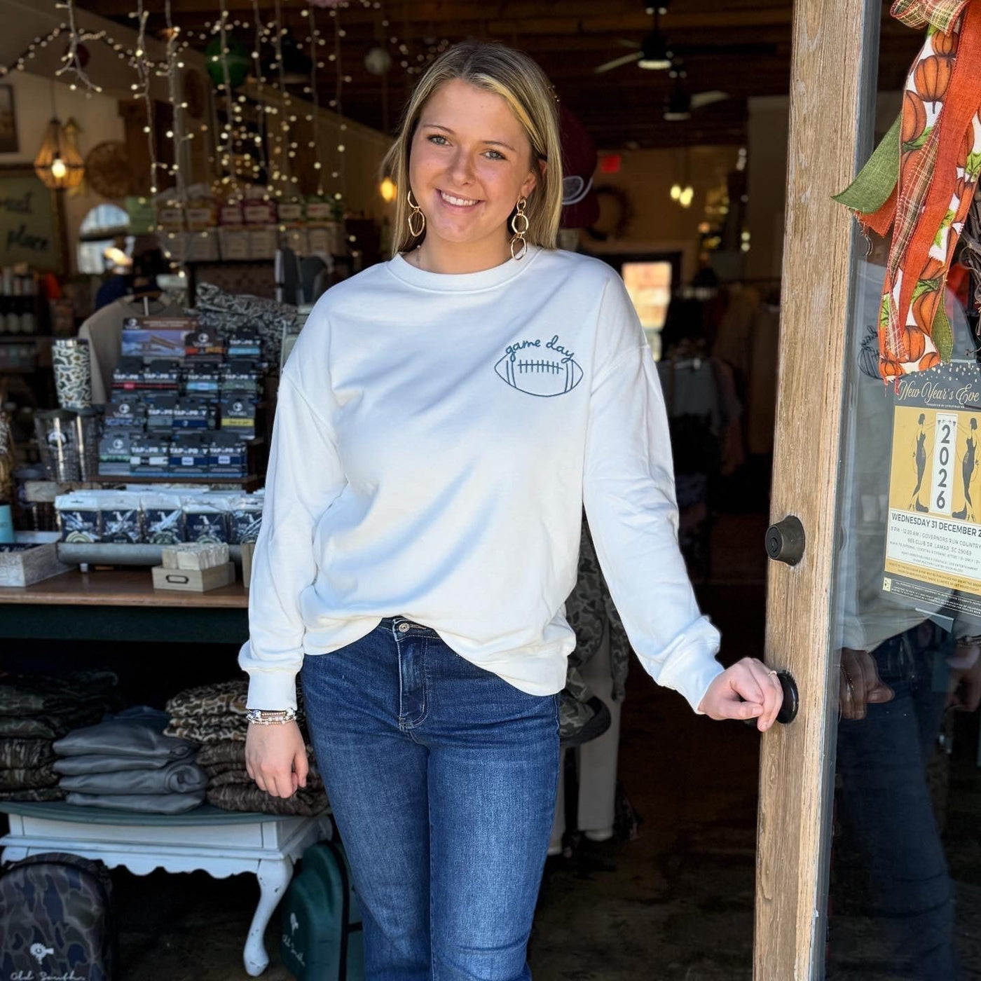 White/Blue Game Day Sweatshirt - Mercantile213