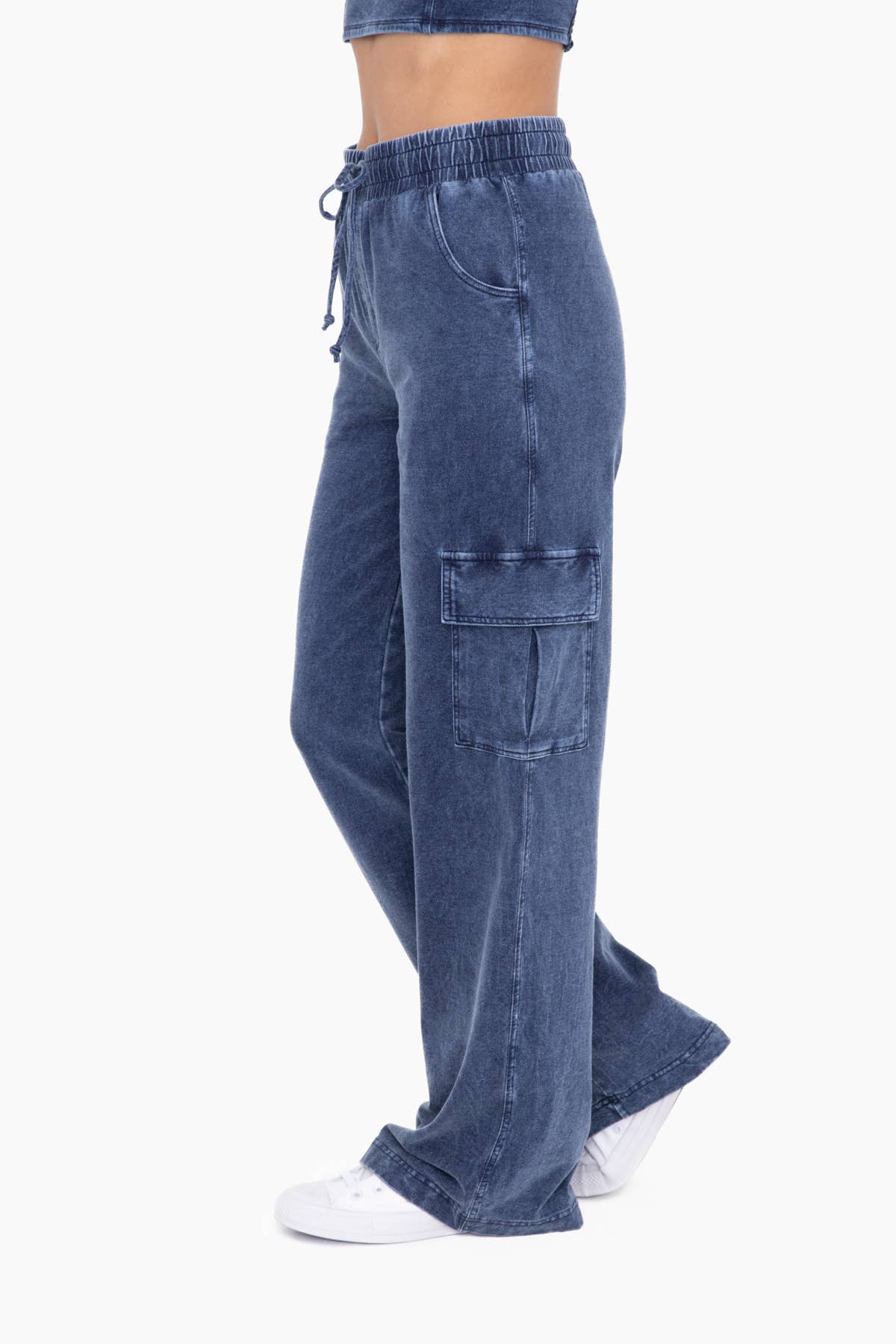 Wide Leg Cotton Denim Cargo Pants - Mercantile213