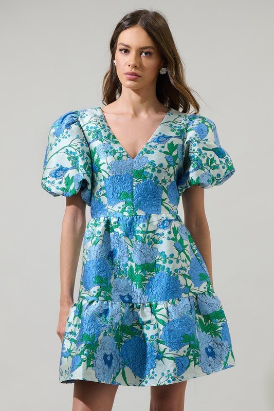 Willa Floral Jacquard Mni Dress - Mercantile213