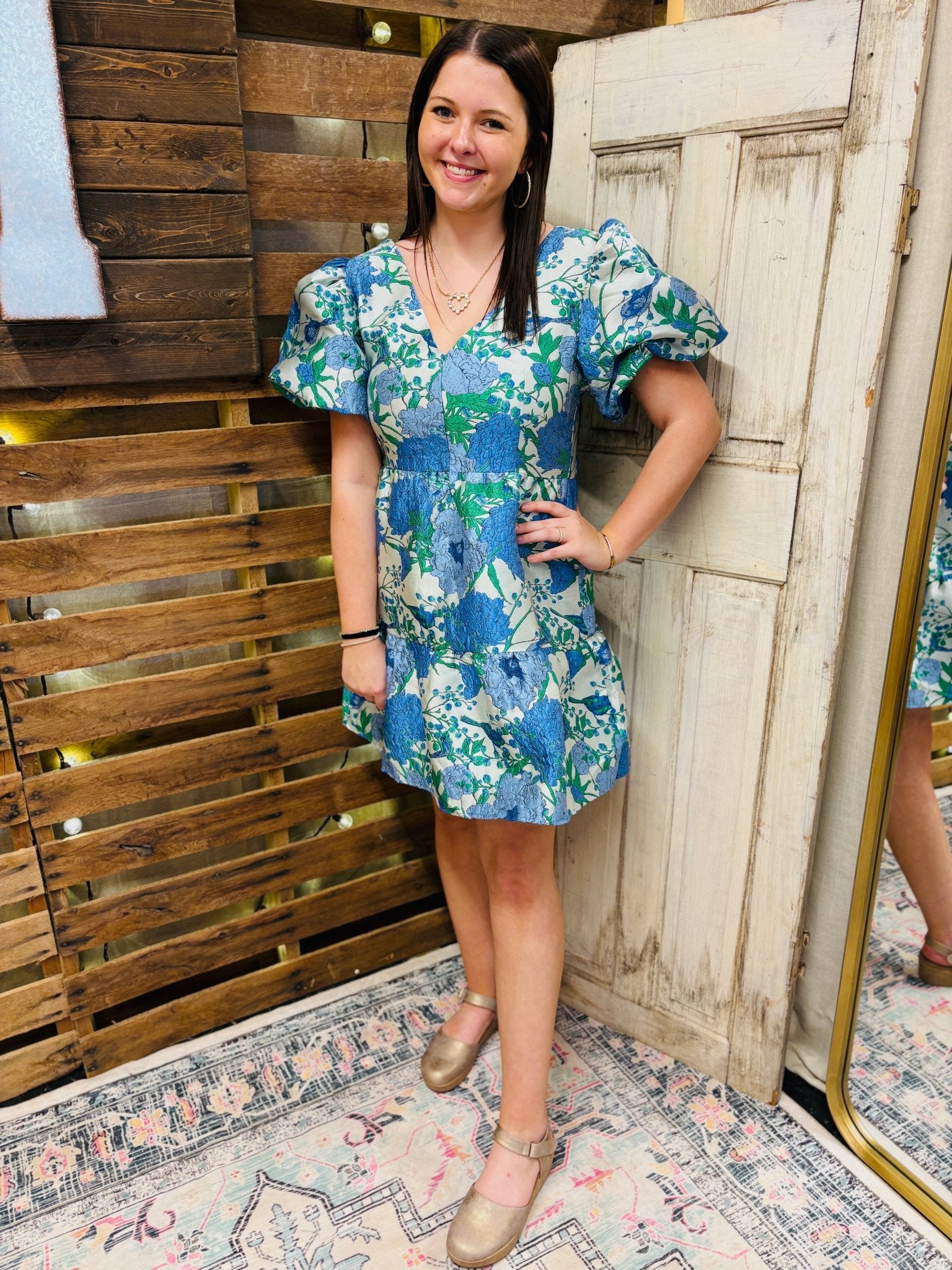 Willa Floral Jacquard Mni Dress - Mercantile213