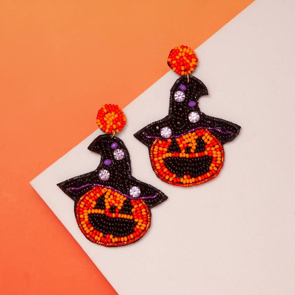 Witch Hat Pumpkin Earrings - Mercantile213