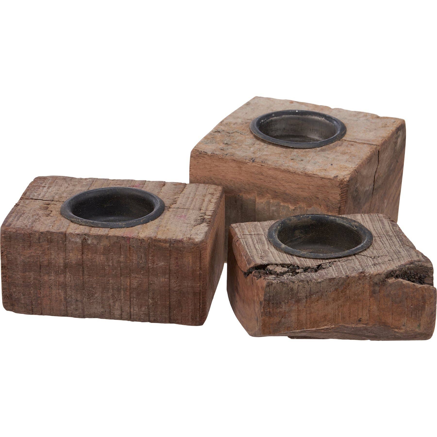 Wood Block Candle Holder - Mercantile213