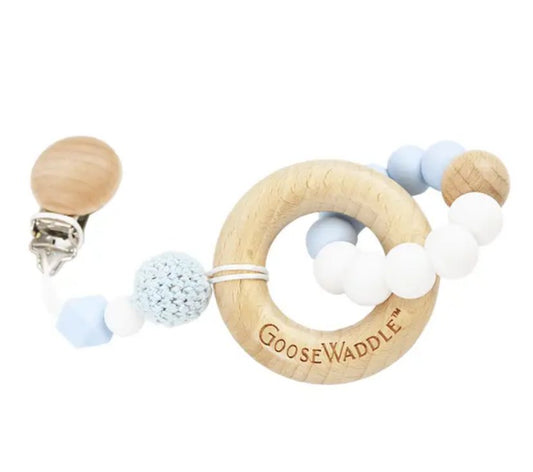 Wooden/Silicone Teether - Blue - Mercantile213