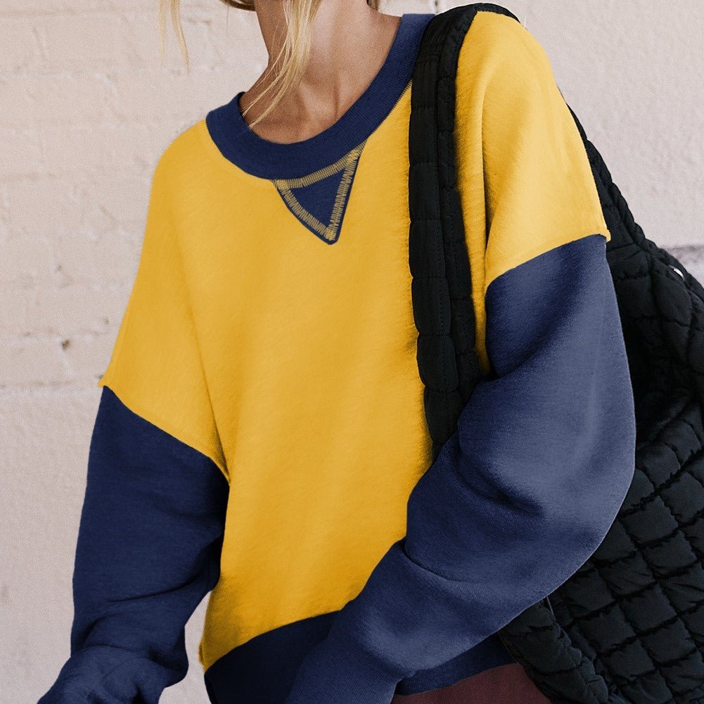 Yellow/Navy Colorblock Sweatshirt - Mercantile213