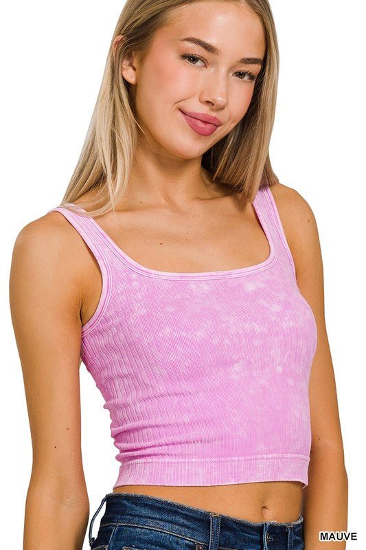 2 Way Crop Ribbed Tank-Mauve - Mercantile213