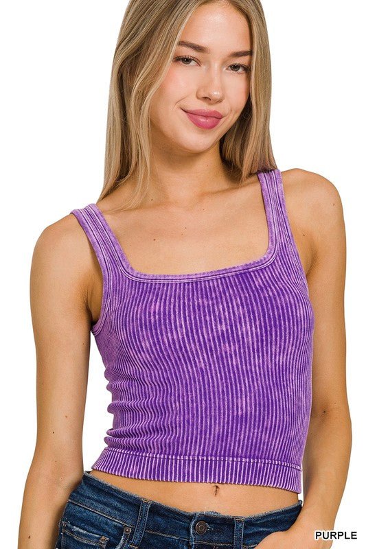 2 Way Crop Ribbed Tank-Purple - Mercantile213