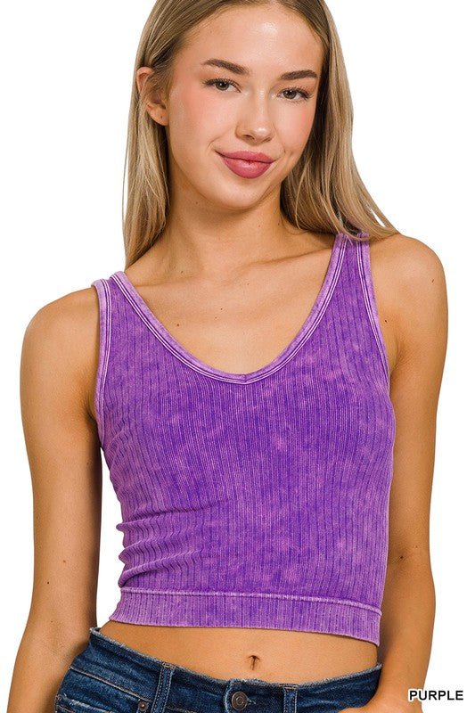 2 Way Crop Ribbed Tank-Purple - Mercantile213